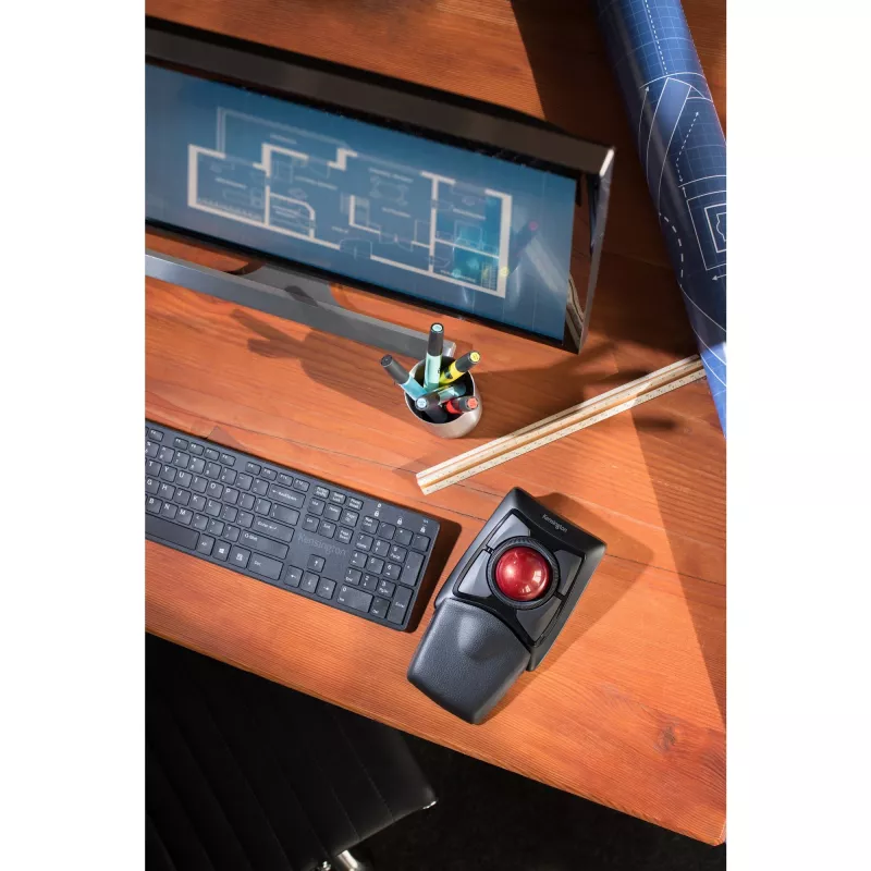 Kensington Expert Ratón trackball inalámbrico, ambidiestro, óptico, RF inalámbrico + Bluetooth, 400 DPI, Negro