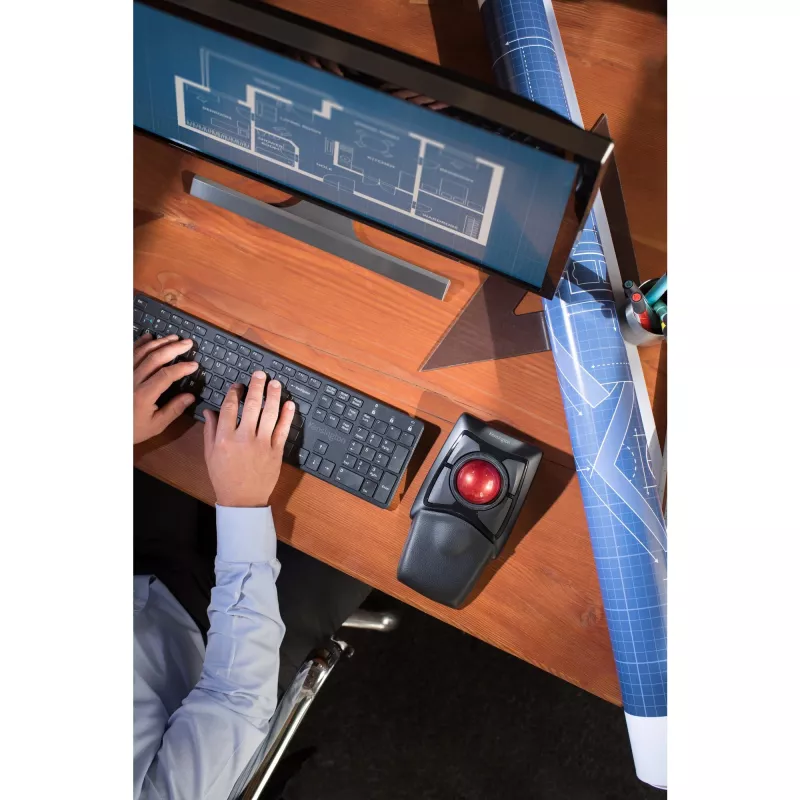 Kensington Expert Ratón trackball inalámbrico, ambidiestro, óptico, RF inalámbrico + Bluetooth, 400 DPI, Negro