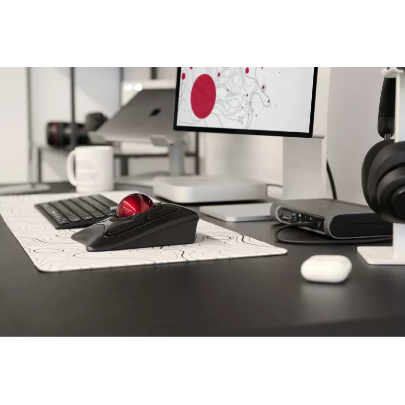 Kensington Expert Ratón trackball inalámbrico, ambidiestro, óptico, RF inalámbrico + Bluetooth, 400 DPI, Negro