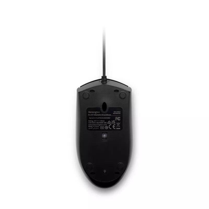 Ratón Kensington Pro Fit con cable, lavable, ambidiestro, óptico, USB, 1600 DPI, negro