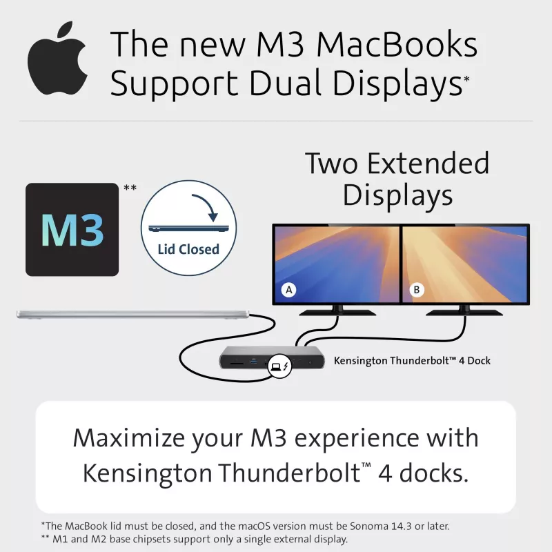 Estación de acoplamiento Kensington SD5760T Thunderbolt 4 Dual 4K con alimentación de 96W