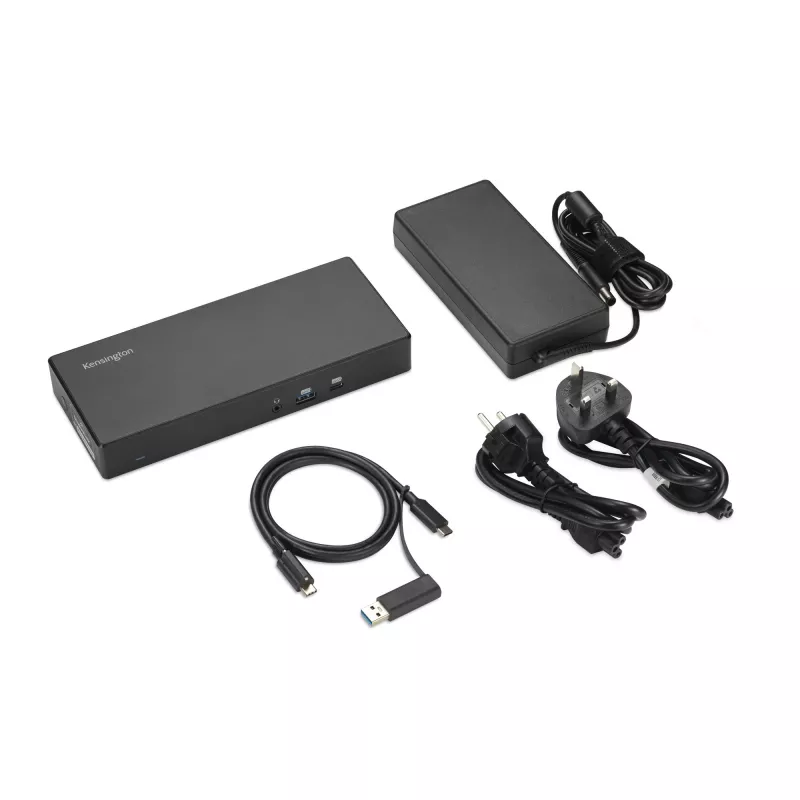 Estación de acoplamiento Kensington SD4781P EQ USB-C y USB-A Dual 4K, con cable, USB 3.2 Gen 2 (3.1 Gen 2) Type-C, 100 W, 3,5 mm, 10,100,1000 Mbit/s, negro