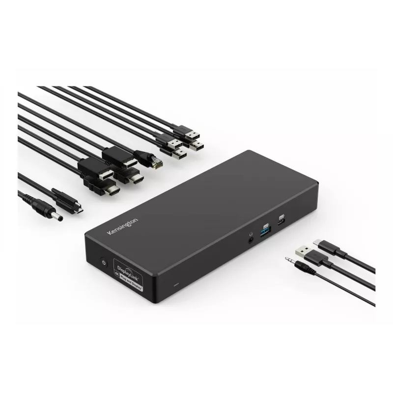 Estación de acoplamiento Kensington SD4781P EQ USB-C y USB-A Dual 4K, con cable, USB 3.2 Gen 2 (3.1 Gen 2) Type-C, 100 W, 3,5 mm, 10,100,1000 Mbit/s, negro