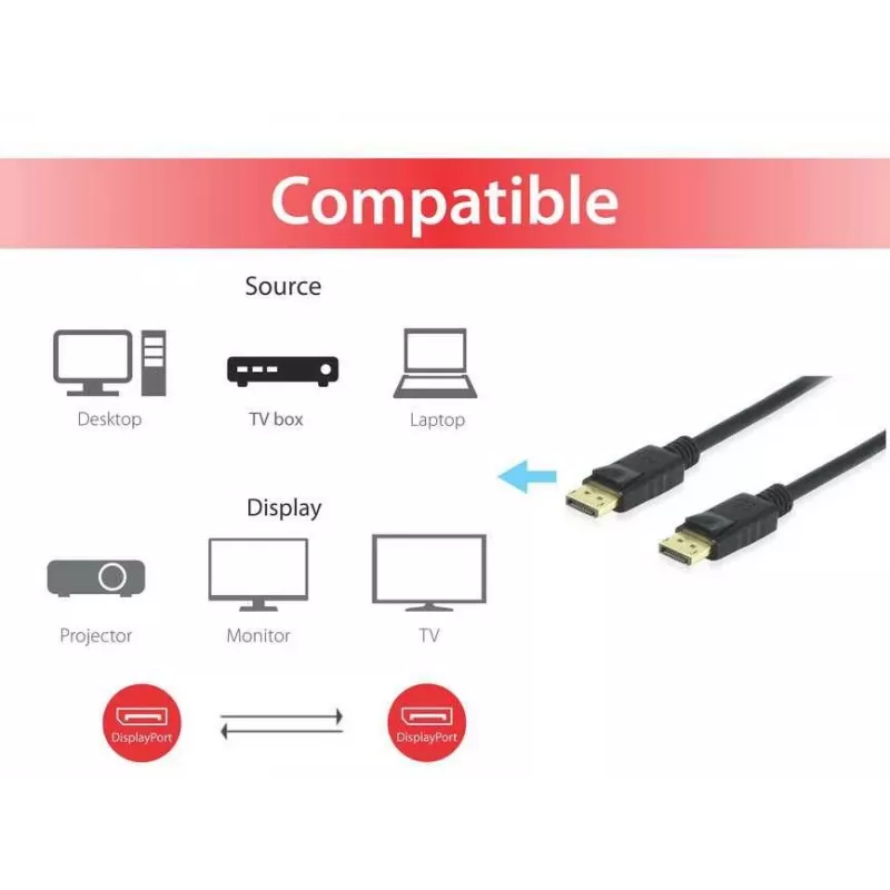 Equip cable DisplayPort 1.4, 1 m