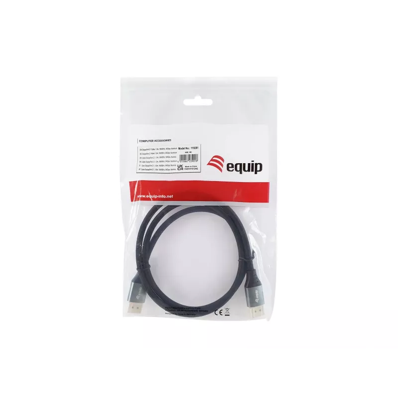 Equip cable DisplayPort 2.1 Premium, 1,0 m, 16K/60Hz, 54 Gbit/s
