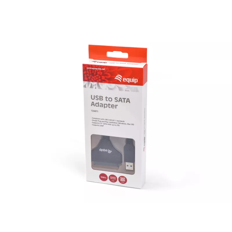 Adaptador Equip USB 3.0 a SATA, Negro, 5 Gbit/s, CE, 50 mm, 9,5 mm, 550 mm