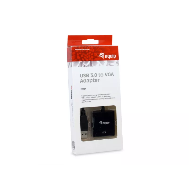 Adaptador Equip USB 3.0 a VGA, 3.2 Gen 1 (3.1 Gen 1), USB Type-A, salida VGA (D-Sub), 1920 x 1080 píxeles