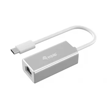 Adaptador de red Gigabit USB Type-C a RJ45 Equip, con cable, USB Type-C, Ethernet, 1000 Mbit/s, plateado