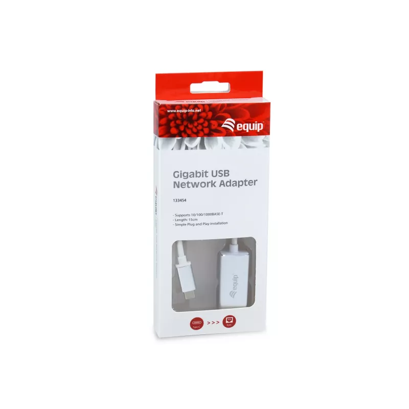 Adaptador de red Gigabit USB Type-C a RJ45 Equip, con cable, USB Type-C, Ethernet, 1000 Mbit/s, plateado