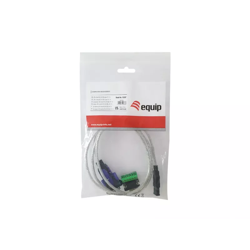 Cable adaptador Equip USB-A a serie RS-422/485 DB9, gris, 1,5 m, USB Type-A, DB-9, conector macho, conector macho