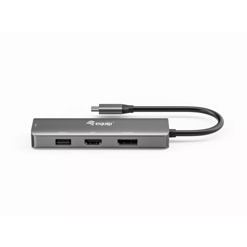 Adaptador Equip USB-C a HDMI/DisplayPort/VGA/USB, USB Type-C, salida HDMI, salida DisplayPort, salida VGA (D-Sub), 3840 x 2160 píxeles
