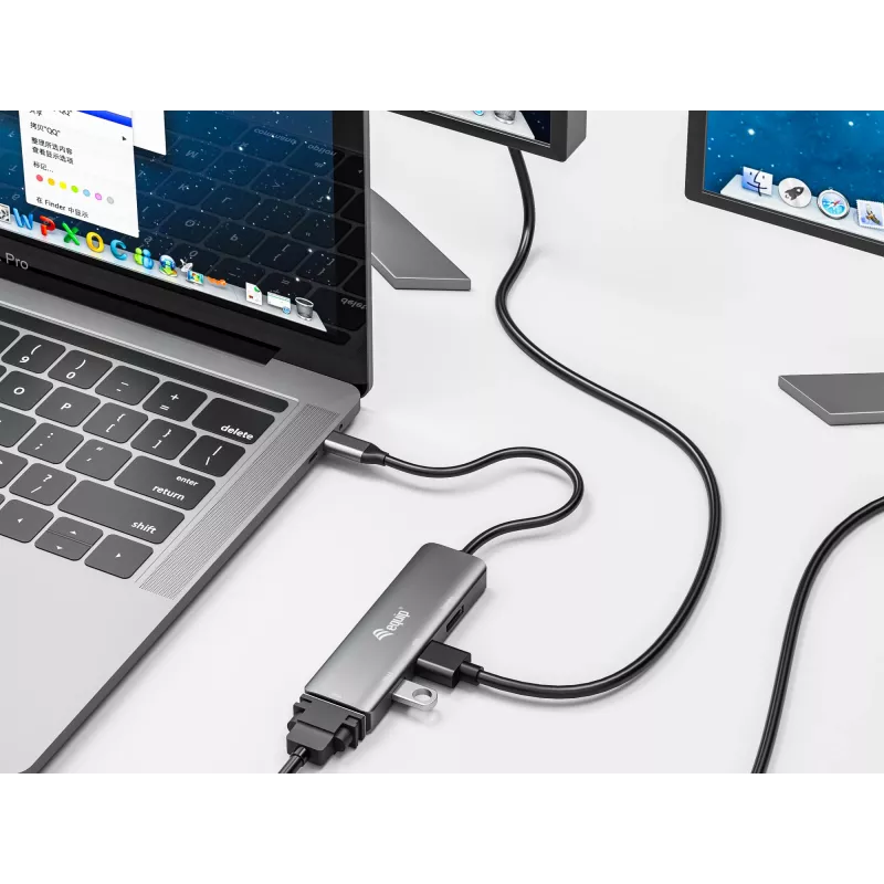 Adaptador Equip USB-C a HDMI/DisplayPort/VGA/USB, USB Type-C, salida HDMI, salida DisplayPort, salida VGA (D-Sub), 3840 x 2160 píxeles