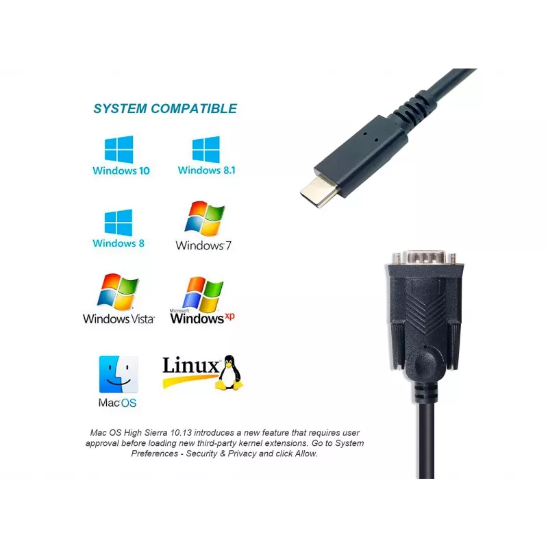 Cable Equip USB-C a serie DB9 M/M 1,5 m negro