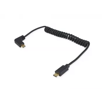Cable en espiral Equip USB 2.0 C a C en ángulo de 90° M/M 1 m negro