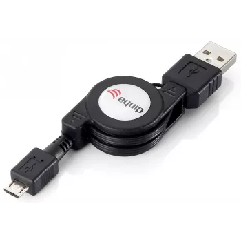 Cable retráctil Equip USB 2.0 Type-A a Micro-B, 1,0 m, negro