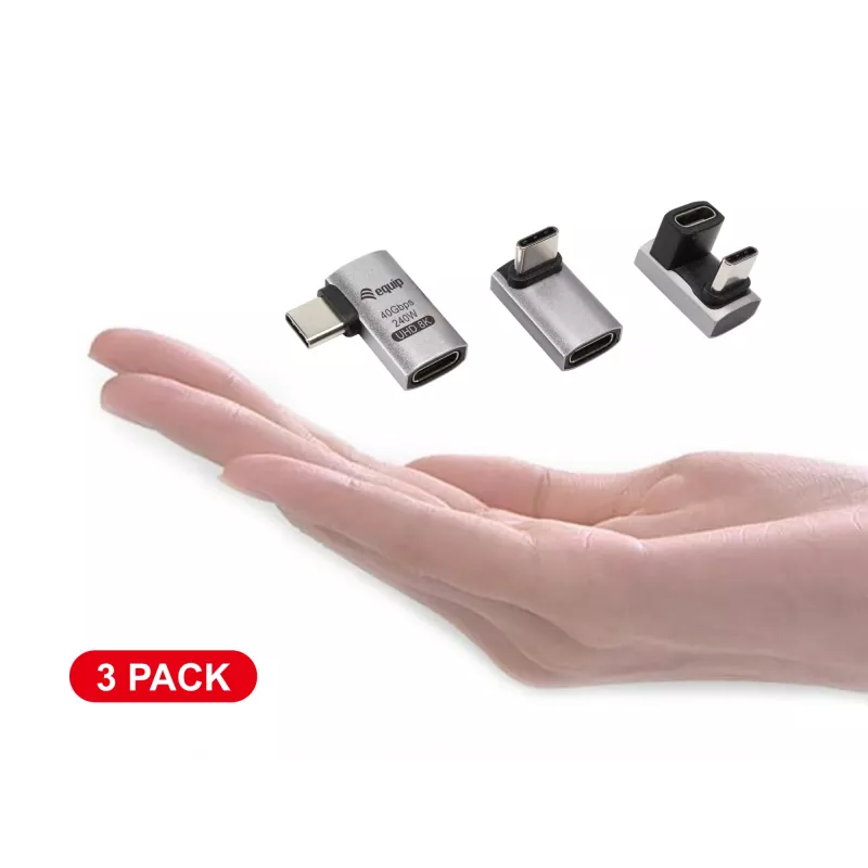 Adaptador Equip USB 4 C a C, 40 Gbit/s, PD 240 W, pack de 3