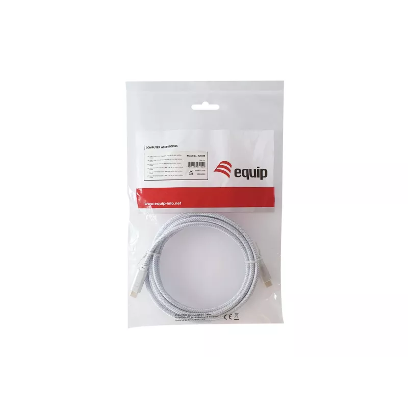 Cable USB-C a USB-C EQUIP 3,0 m — USB 3.2 Gen 2, 10 Gbps, PD 100 W, 4K/60 Hz, blanco