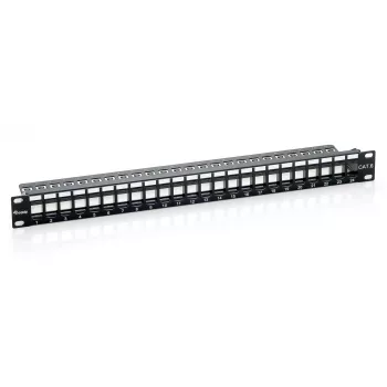 Panel de parcheo Keystone Cat.6 sin apantallar de 24 puertos Equip, negro