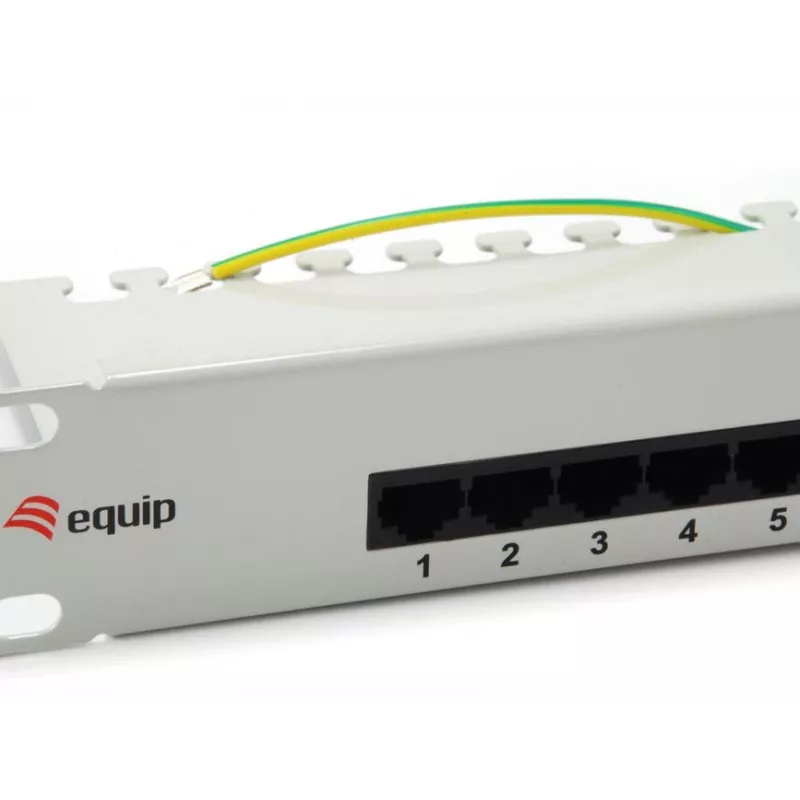 Panel de parcheo Cat.3 RJ45 ISDN de 25 puertos Equip, gris claro