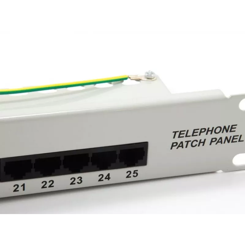 Panel de parcheo Cat.3 RJ45 ISDN de 25 puertos Equip, gris claro