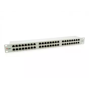 Panel de parcheo Cat.6 apantallado de 48 puertos Equip, gris claro