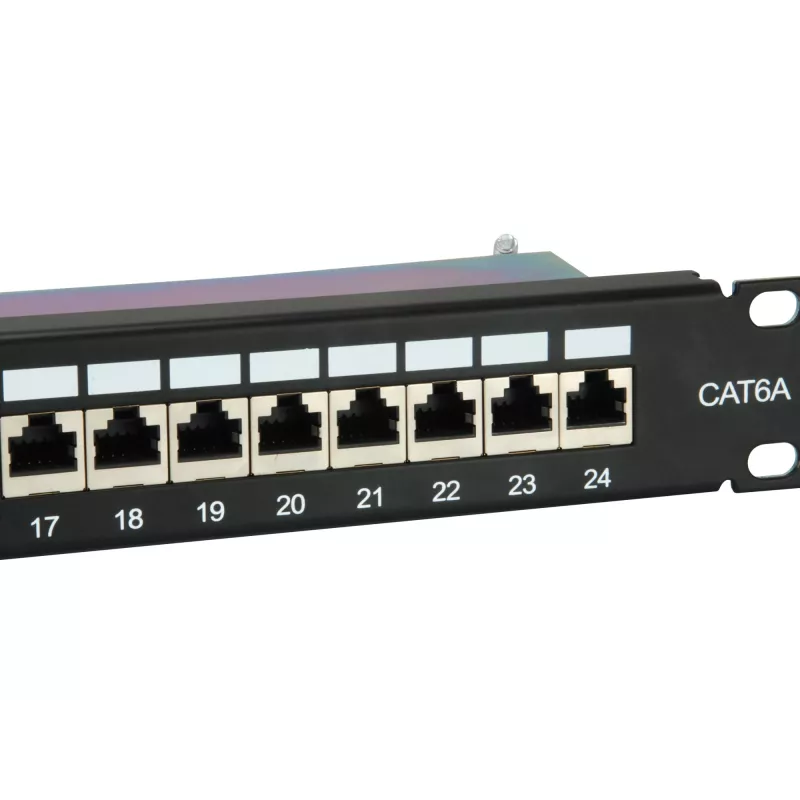 Panel de parcheo Cat.6A apantallado de 24 puertos Equip