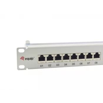 Equip Patch Panel 24 puertos Cat.6A apantallado, gris claro, 10/100/1000Base-T(X), Gigabit Ethernet, 1000 Mbit/s, RJ-45, Cat6a, montaje en rack