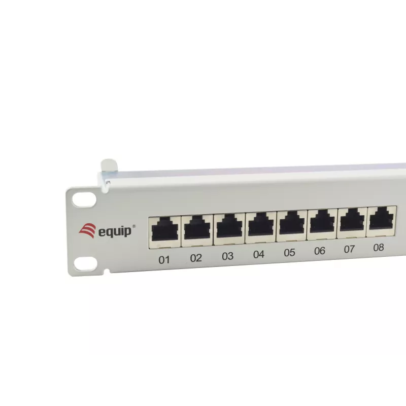 Equip Patch Panel 24 puertos Cat.6A apantallado, gris claro, 10/100/1000Base-T(X), Gigabit Ethernet, 1000 Mbit/s, RJ-45, Cat6a, montaje en rack