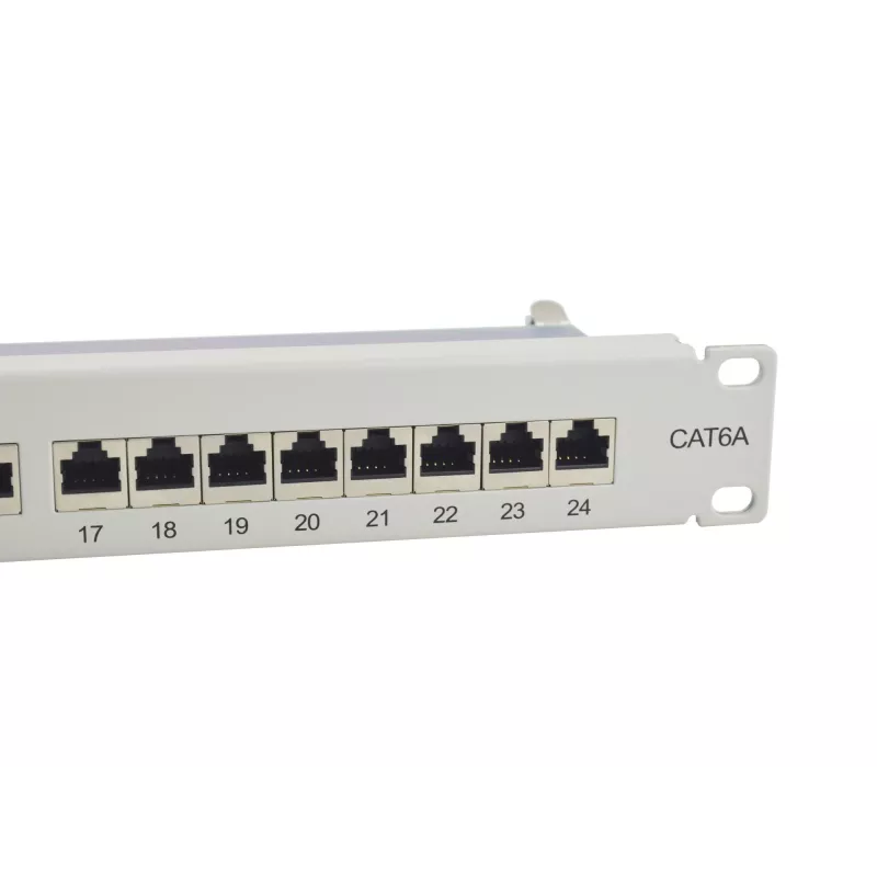 Equip Patch Panel 24 puertos Cat.6A apantallado, gris claro, 10/100/1000Base-T(X), Gigabit Ethernet, 1000 Mbit/s, RJ-45, Cat6a, montaje en rack