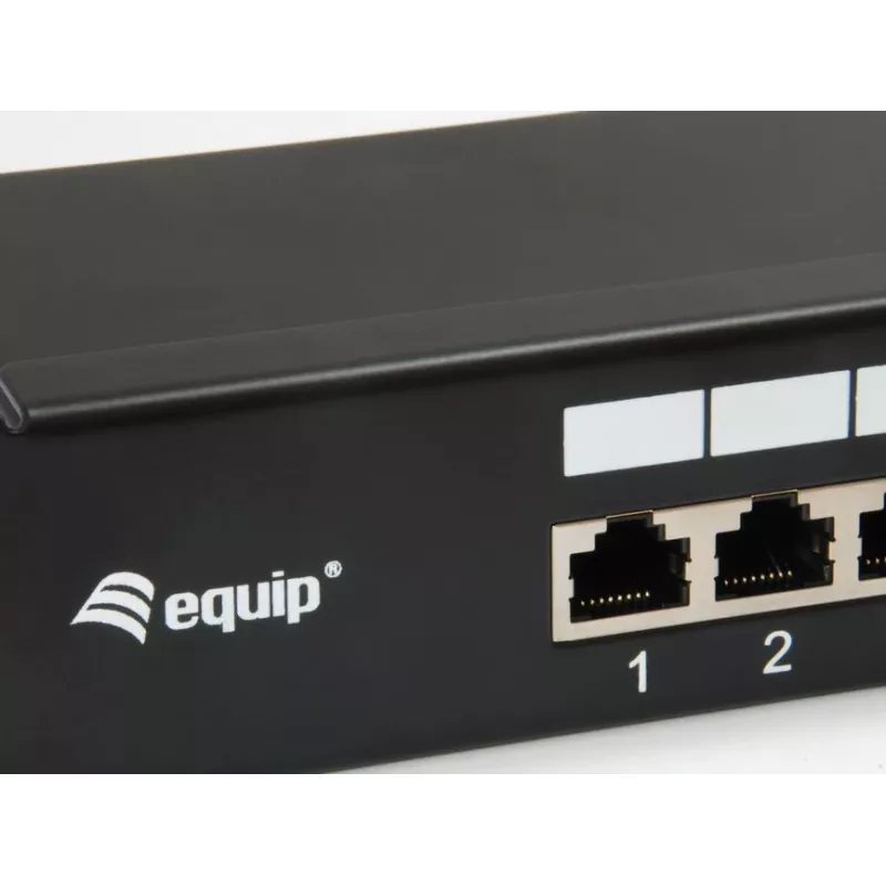 Equip Patch Panel 16 puertos Cat.6 apantallado, negro, 10/100/1000Base-T(X), Gigabit Ethernet, 1000 Mbit/s, RJ-45, Cat6, montaje en rack