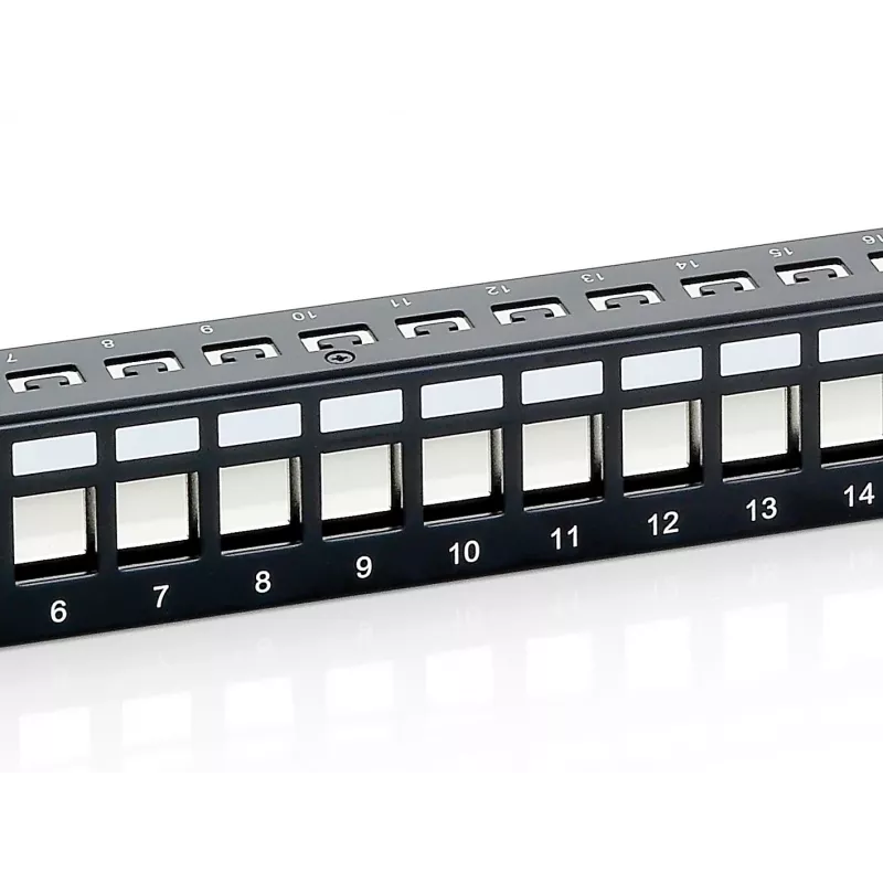 Equip Patch Panel Keystone 24 puertos Cat.6 apantallado, negro, Cat6, montaje en rack, 1U, negro, 92,5 mm, 483 mm
