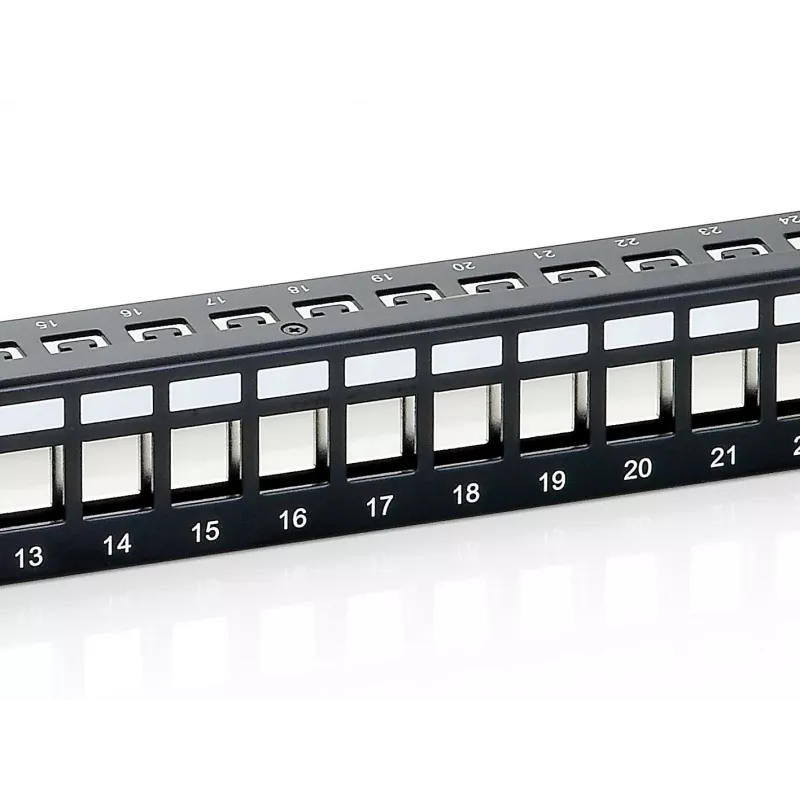 Equip Patch Panel Keystone 24 puertos Cat.6 apantallado, negro, Cat6, montaje en rack, 1U, negro, 92,5 mm, 483 mm