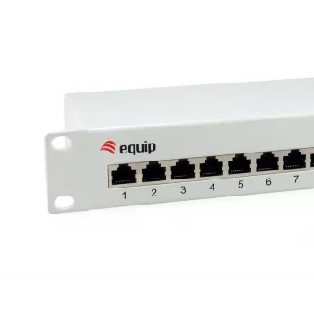 Equip Patch Panel 12 puertos Cat.6 apantallado, gris claro, Gigabit Ethernet, 1000 Mbit/s, RJ-45, Cat6, Cat6e, 1U, gris