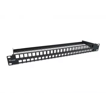 Equip Patch Panel Keystone 48 puertos Cat.6 no apantallado, negro, RJ-45, Cat6, 1U, negro, acero, REACH, RoHS