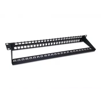 Equip Patch Panel Keystone 48 puertos Cat.6 no apantallado, negro, RJ-45, Cat6, 1U, negro, acero, REACH, RoHS