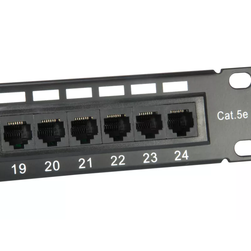Equip Patch Panel 24 puertos Cat.5e no apantallado, negro, Cat5e, montaje en rack, 1U, negro, RoHS, CE