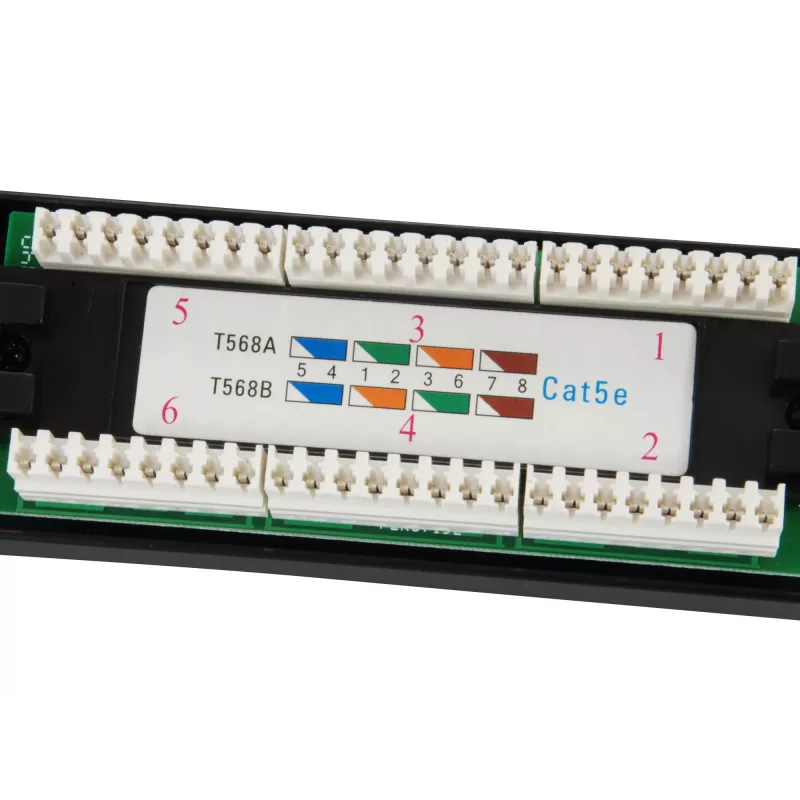 Equip Patch Panel 24 puertos Cat.5e no apantallado, negro, Cat5e, montaje en rack, 1U, negro, RoHS, CE