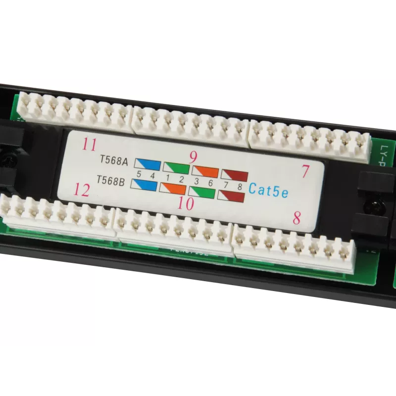 Equip Patch Panel 24 puertos Cat.5e no apantallado, negro, Cat5e, montaje en rack, 1U, negro, RoHS, CE