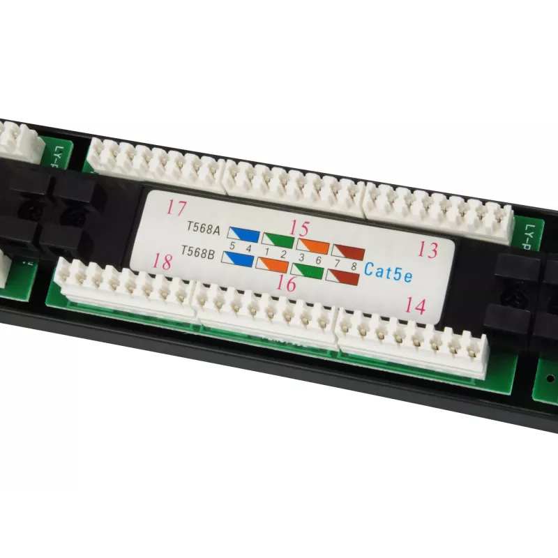 Equip Patch Panel 24 puertos Cat.5e no apantallado, negro, Cat5e, montaje en rack, 1U, negro, RoHS, CE