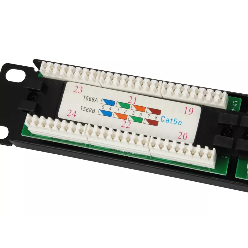 Equip Patch Panel 24 puertos Cat.5e no apantallado, negro, Cat5e, montaje en rack, 1U, negro, RoHS, CE