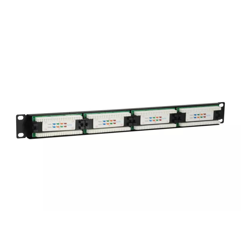 Equip Patch Panel 24 puertos Cat.5e no apantallado, negro, Cat5e, montaje en rack, 1U, negro, RoHS, CE