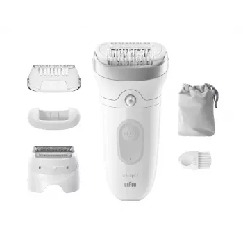 Depiladora BRAUN Silk-épil 7 7-041 — depiladora inalámbrica en húmedo y en seco con MicroGrip, masaje, afeitadora y recortador de bikini, gris/blanco