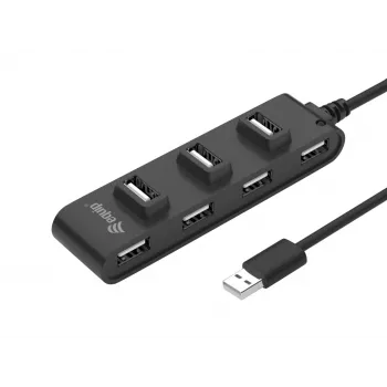 Concentrador USB Equip 7 puertos USB 2.0, USB 2.0, USB 2.0, 480 Mbit/s, negro, China, CE, RoHS
