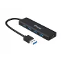 Concentrador USB Equip 4 puertos USB 3.2 Gen 1 con adaptador USB-C negro 5000 Mbit/s