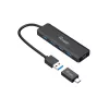 Concentrador USB Equip 4 puertos USB 3.2 Gen 1 con adaptador USB-C negro 5000 Mbit/s