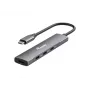Equip 128963 hub USB-C de 4 puertos USB 3.2 Gen 1 (3.1 Gen 1), 4x USB-C, 5 Gbit/s, aluminio, sin adaptador de corriente, negro/plateado