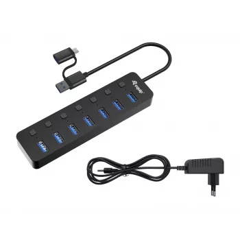 Concentrador USB Equip 7 puertos USB 3.2 Gen 1 con fuente de alimentación