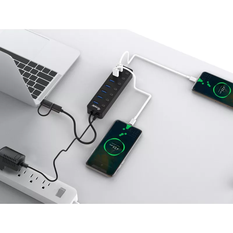 Concentrador USB Equip 7 puertos USB 3.2 Gen 1 con fuente de alimentación