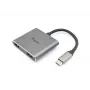 Adaptador dual HDMI 4 en 1 USB-C Equip, USB 3.2 Gen 1 (3.1 Gen 1) Type-C, plateado, 4K Ultra HD, 30 Hz, HDMI, aluminio