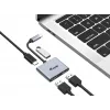 Adaptador dual HDMI 4 en 1 USB-C Equip, USB 3.2 Gen 1 (3.1 Gen 1) Type-C, plateado, 4K Ultra HD, 30 Hz, HDMI, aluminio